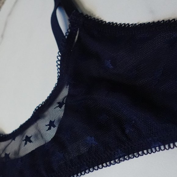 Navy Blue Anemone Bralette with Mesh & Star Details - Picture 9 of 11